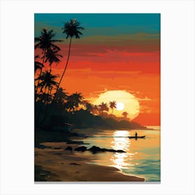 Long Beach Koh Lanta Thailand At Sunset, Vibrant Painting 1 Canvas Print