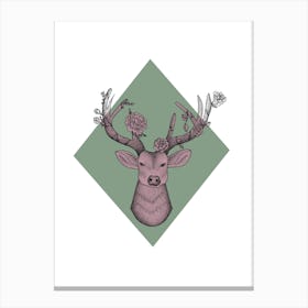 Green Stag Canvas Print