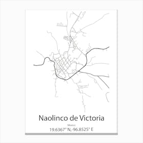 Naolinco De Victoria,Mexico Minimalist Map Canvas Print