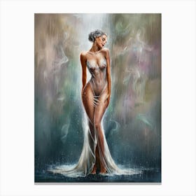 Beautiful Woman In The Rain Canvas Print