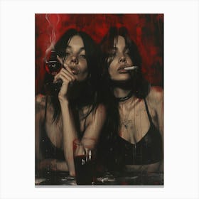 Two Girls Smoking Canvas Print