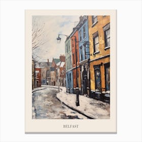 Vintage Winter Painting Poster Belfast Northern Ireland 2 Canvas Print