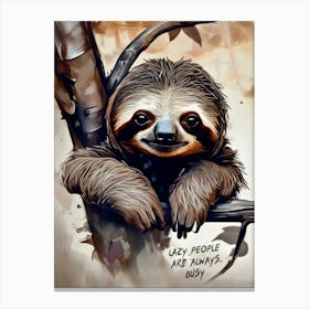Sloth - Coziness, laziness, relaxation, humor, serenity, leisure, enjoyment of time, rest, relaxation, lightheartedness, joy of life, humorous decoration, sloth love, funny, chill fashion Canvas Print