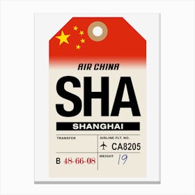 Shanghai (SHA) China Vintage Airline Luggage Tag Canvas Print