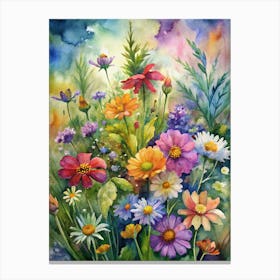 Watercolor Of Flowers Canvas Print