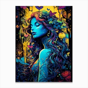 Psychedelic Girl With Butterflies Canvas Print