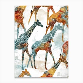 Giraffe Watercolour Colourful Pattern 3 Canvas Print