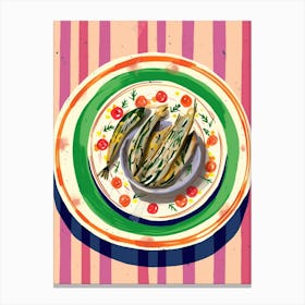 A Plate Of Cucumbers, Top View Food Illustration 1 Canvas Print