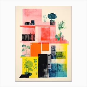 A House In Barcelona, Abstract Risograph Style 6 Canvas Print