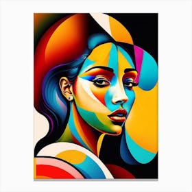 Abstract Geometric Cubism Woman Portrait Pablo Picasso Style (19) Canvas Print
