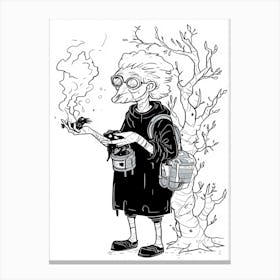 Old Lady Smoking Canvas Print