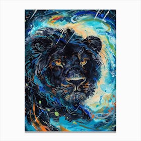 Black Lion Facing A Storm Fauvist Painting 2 Canvas Print