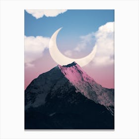 Crescent Moon Over Mountain 1 Canvas Print