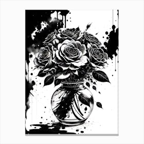 Black And White Roses 2 Canvas Print