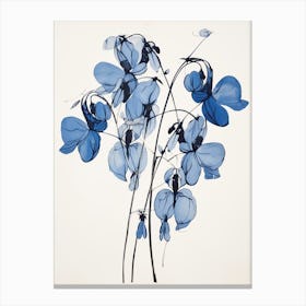 Blue Botanical Bleeding Heart Dicentra Canvas Print