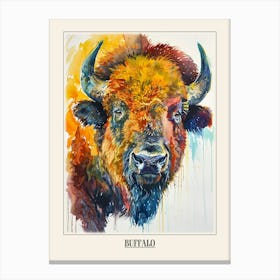 Buffalo Colourful Watercolour 1 Poster Canvas Print