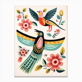Folk Style Bird Painting Hummingbird 1 Canvas Print