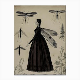 Lady With Dragonflies Canvas Print