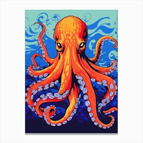 Day Octopus Retro Pop Art  Illustration 2 Canvas Print
