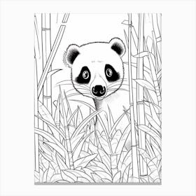 Line Art Jungle Animal Coati 3 Canvas Print