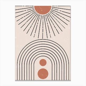 Minimalist Design Abstract Sun Rays Concentric Arches Canvas Print