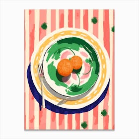 A Plate Of Anchovies, Top View Food Illustration 3 Canvas Print