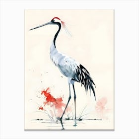 Asian Crane Colorful Illustration Canvas Print