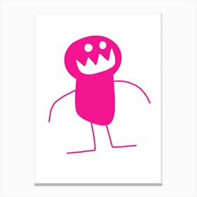 Kids Art Pink Mascot Monster Canvas Print