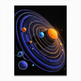 Default Neon Black Light Sgraffito Solar System 3d Illustratio 1 (4) Canvas Print