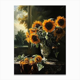 Baroque Floral Still Life Sunflower 1 Canvas Print