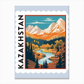 Kazakhstan Travel Stamp Poster Canvas Print