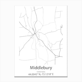 Middlebury,United States Minimalist Map Leinwandbild