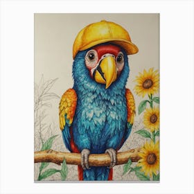 Parrot In Hat Canvas Print