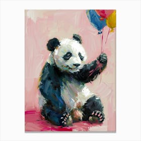 Cute Panda 3 With Balloon Canvas Print