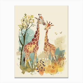 Modern Illustration Of Two Giraffes 2 Canvas Print