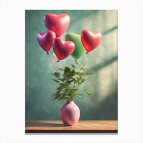 Heart Balloons In A Vase Canvas Print