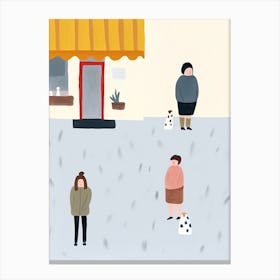 At The Icre Cream Shop Scene, Tiny People And Illustration 2 Canvas Print