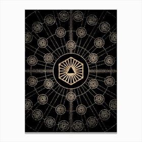 Geometric Glyph Radial Array in Glitter Gold on Black n.0141 Canvas Print