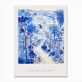Canary Islands Spain Mediterranean Blue Drawing Poster Canvas Print