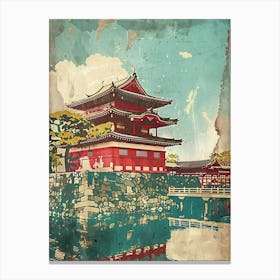 Kyoto Imperial Castle Mid Century Modern Canvas Print