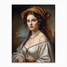Elegant Classic Woman Portrait Painting (7) Canvas Print