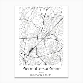 Pierrefitte Sur Seine,France Minimalist Map Canvas Print