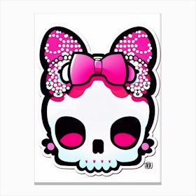 Skull With Pop Art Influences Pink Kawaii Canvas Print