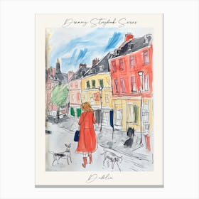 Poster Of Dublin, Dreamy Storybook Illustration 2 Canvas Print