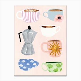 Cute Coffee Mugs Canvas Print