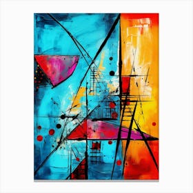 Ocean VII, Avant Garde Modern Vibrant Abstract Painting with Blue Background Canvas Print