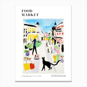 The Food Market In Stockholm 2 Illustration Poster Canvas Print