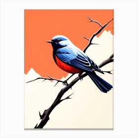 Bird Oa Branch, minimalistic vector Canvas Print