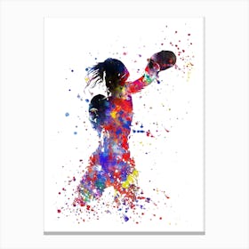 Boxing Girl Female Boxer Watercolor Canvas Print