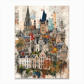 Belgium   Retro Collage Style 2 Canvas Print